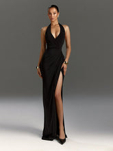 Sexy Halter Ruched Slit Cocktail Dress